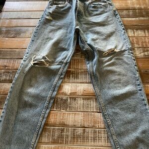 Zara Light Blue Relaxed Ripped Women’s Jeans